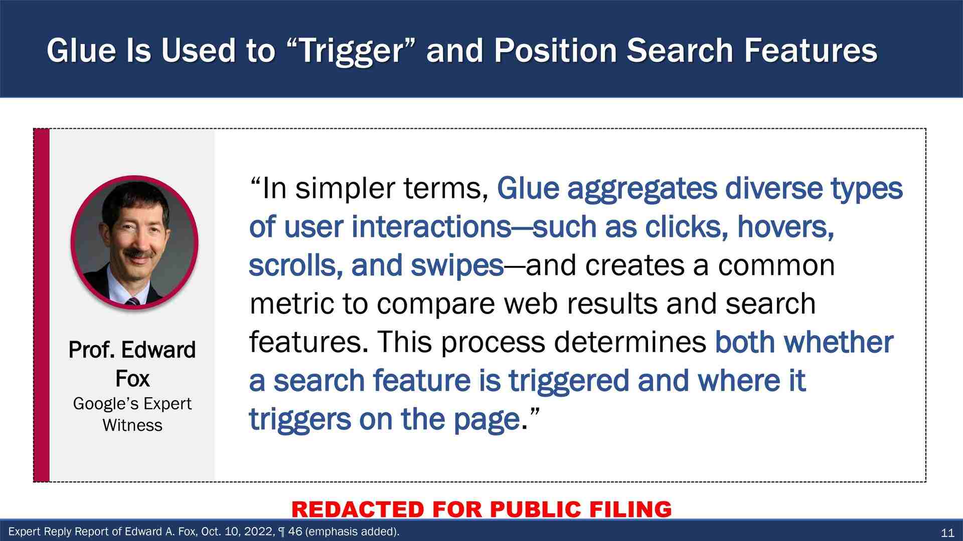 Glue is used to "trigger" and position search features