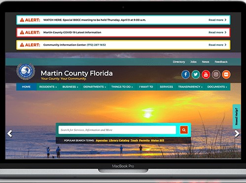 home page of the Martin County Florida website