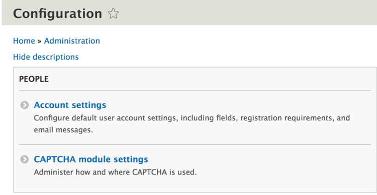 CAPTCHA module settings