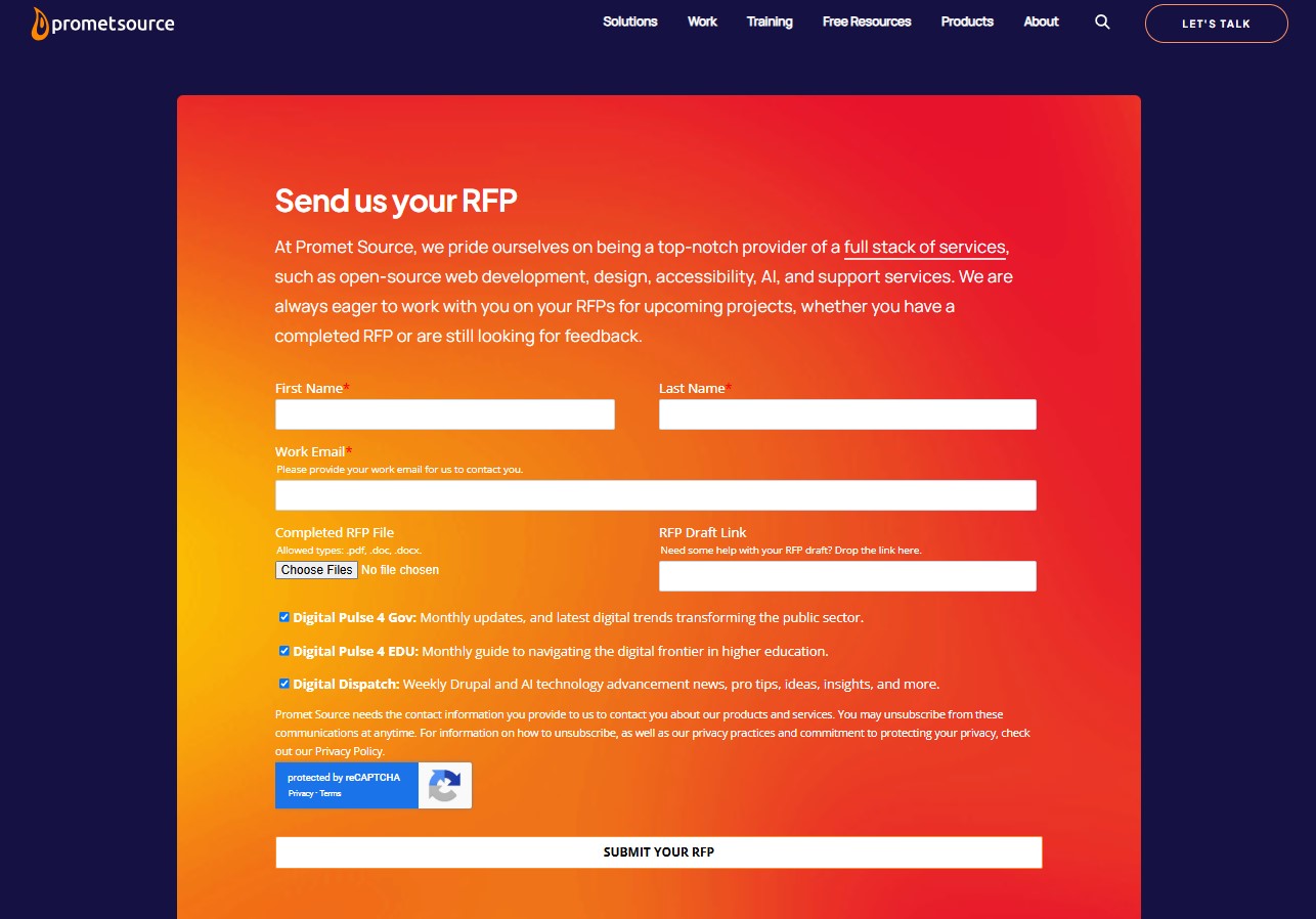 RFP submission portal