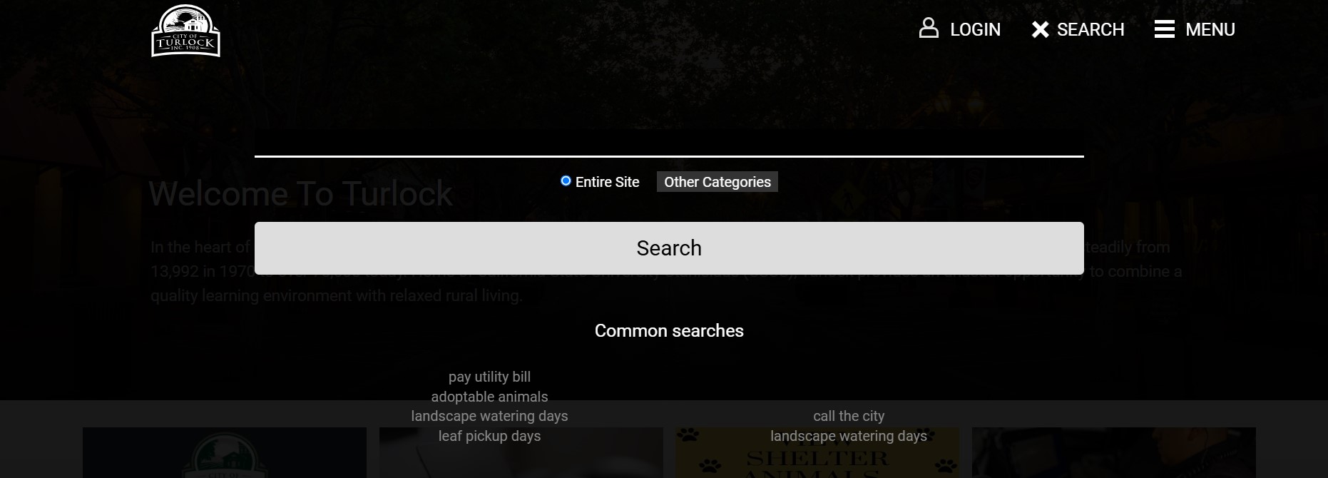 City of Turlock search page