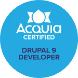 blue certification badge from acquia