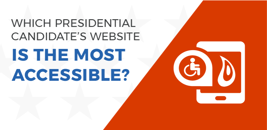 Header image with the words: "Which presidential candidate's website is the most accessible," along with a wheelchair icon image and the Promet Sourcelogo