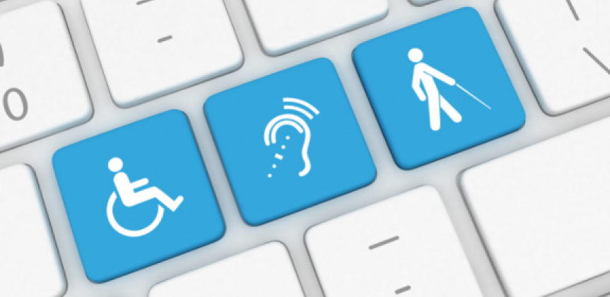 Digital accessibility icons on keyboard