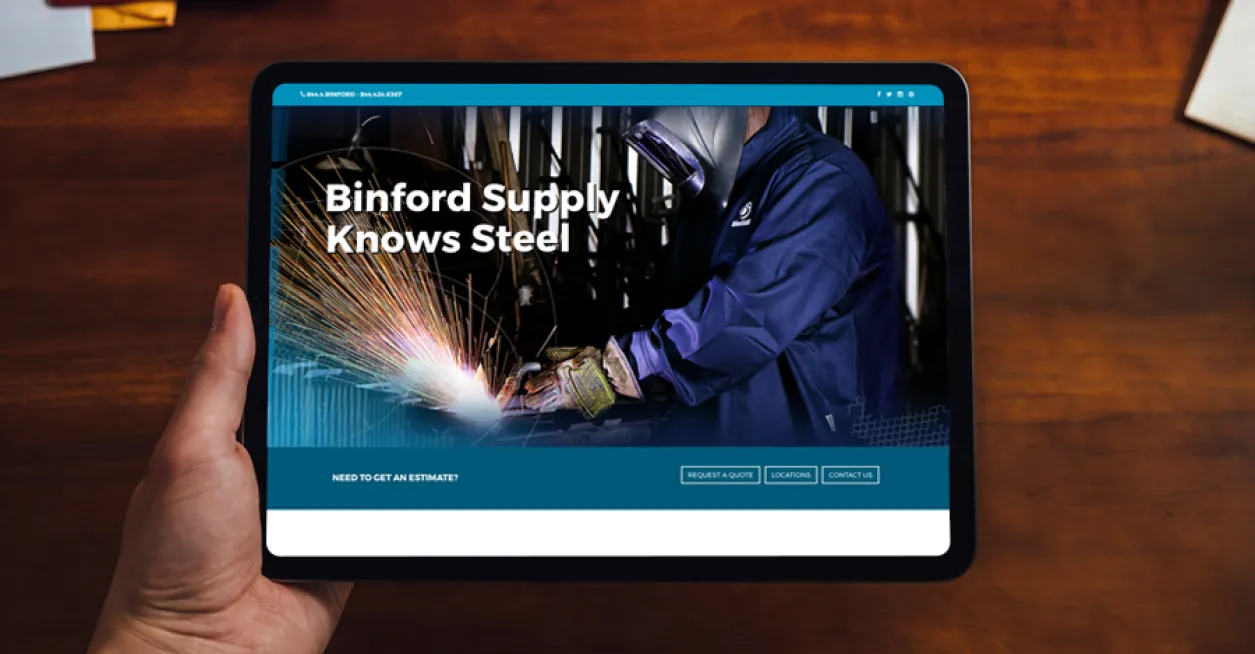 Binford Supply website on iPad