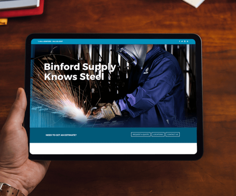 Binford Supply website on iPad