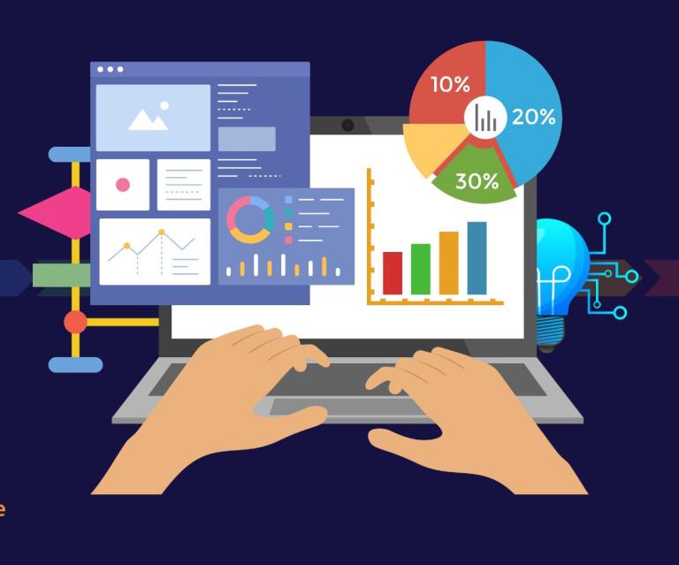 hands on a laptop depicting website analytics