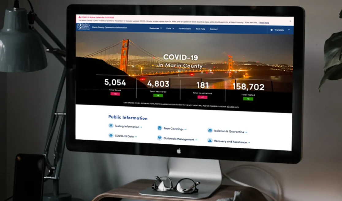 Marin County Health and Human Services website cover