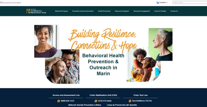 Marin County Behavioral Health and Recovery Services Website