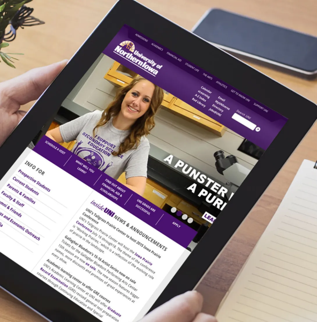 University of Northern Iowa website cover