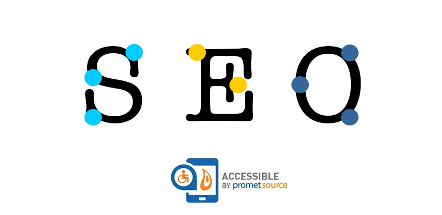 The letters SEO and their Braille equivalents to depict the connection between SEO and web accessibility