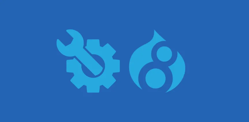 wrench and gear and drupal 8 logo