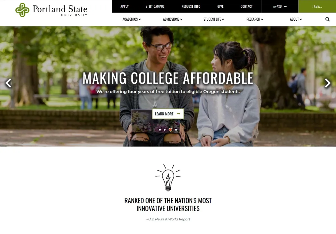 PSU new homepage