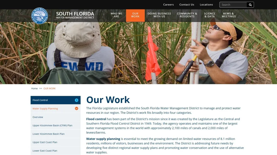 South Florida Water Management District work page