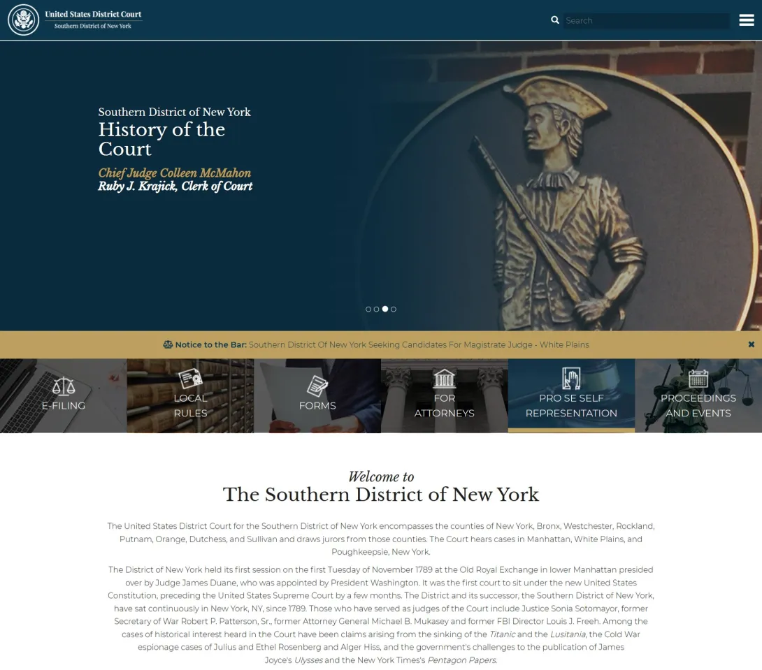 U.S. District Court SDNY new page